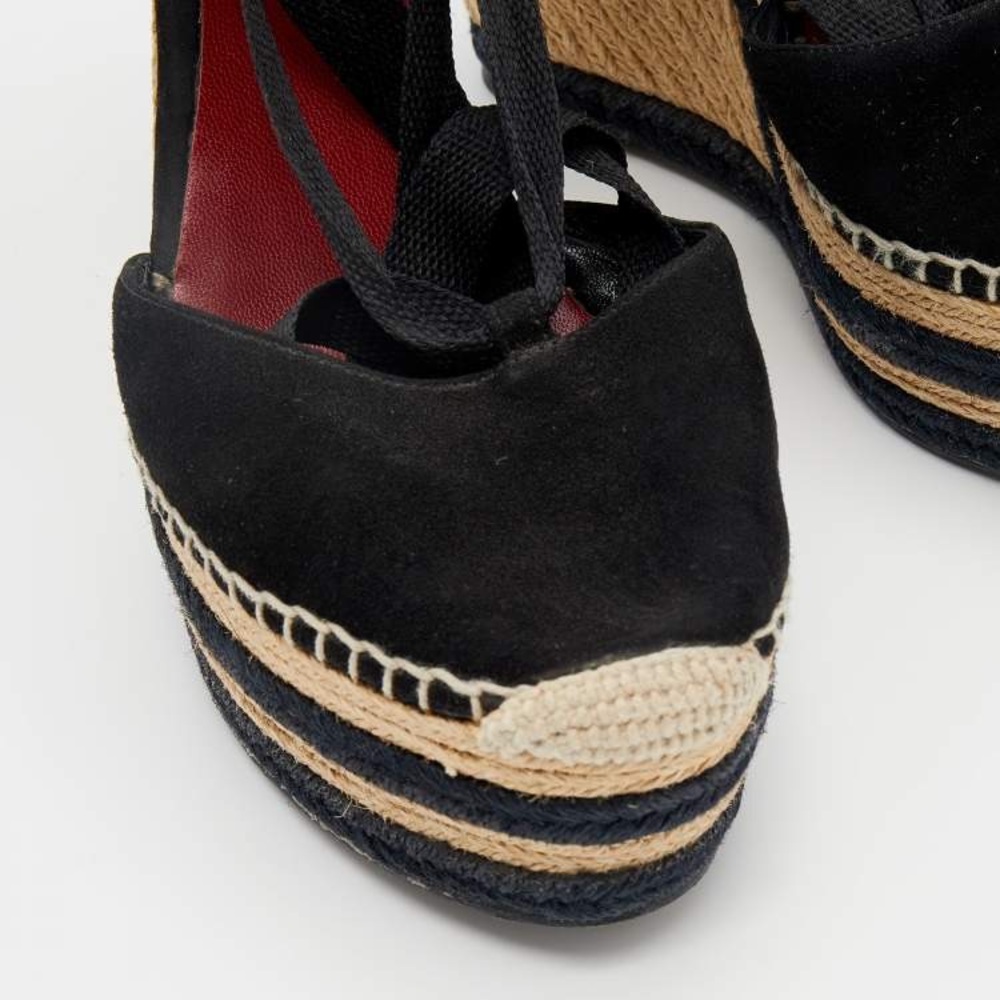 AUTHENTIC GUCCI BLACK SUEDE WEDGES - Picture 6 of 7